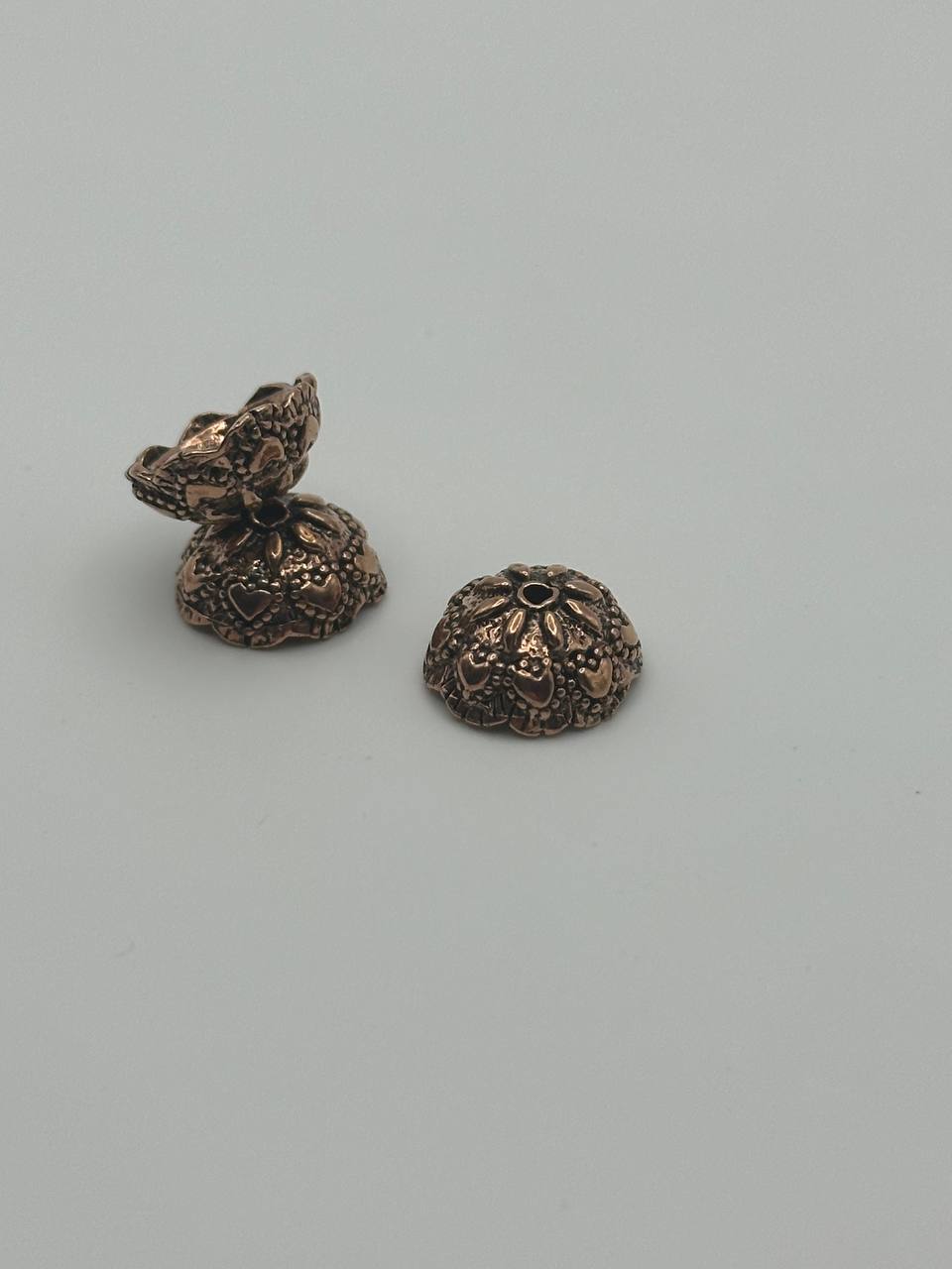 bali style antique copper scalloped flower bead caps