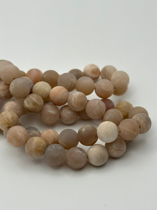 Brown and beige matte alashan mongolian agate beads