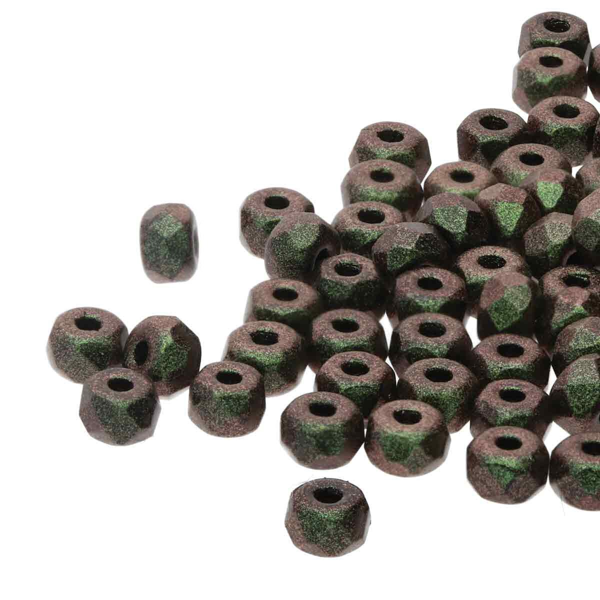 Czech 2 x 3 mm Polychrome Sage and Citrus Faceted Glass Micro Spacers - 25 Beads