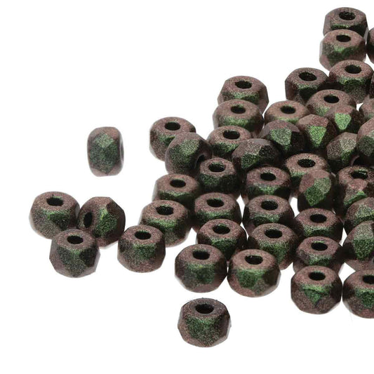 Czech 2 x 3 mm Polychrome Sage and Citrus Faceted Glass Micro Spacers - 25 Beads