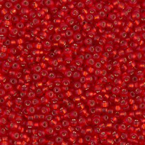 Miyuki 11-10F   11/0 Matte Silver Lined Transparent Flame Red Seed Beads - 5 or 10 gm