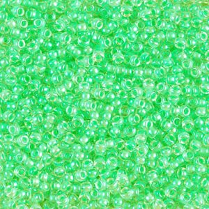 Miyuki 11-1120   11/0 Luminous Mint Green Lined Transparent Crystal Seed Beads - 5 or 10 gm