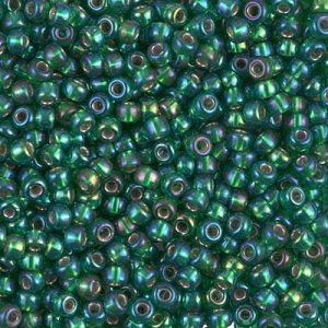 Miyuki 8-1016   8/0 Silver Lined Dark Green AB Seed Beads - 5 or 10 gm