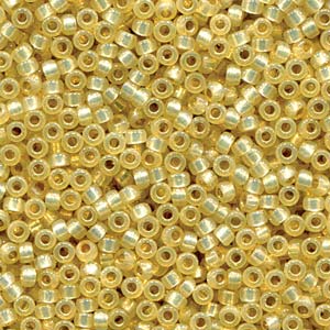 Miyuki 8-4235  8/0 Duracoat Silver Lined Dyed Light Yellow Seed Beads, 5 or 10 gm