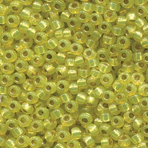 Miyuki 8-4236  8/0 Duracoat Silver Lined Dyed Yellow Seed Beads, 5 or 10 gm
