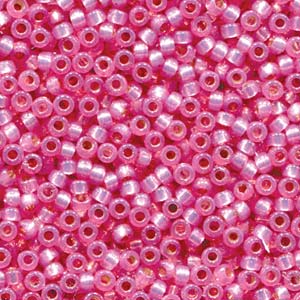 Miyuki 8-4237  8/0 Duracoat Silver Lined Dyed Pink Seed Beads - 5 or 10 gm