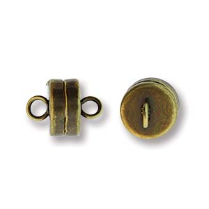 Antique Brass Plate Closed Loop Magnetic Clasps, 7 mm - Pack of 1 or 3