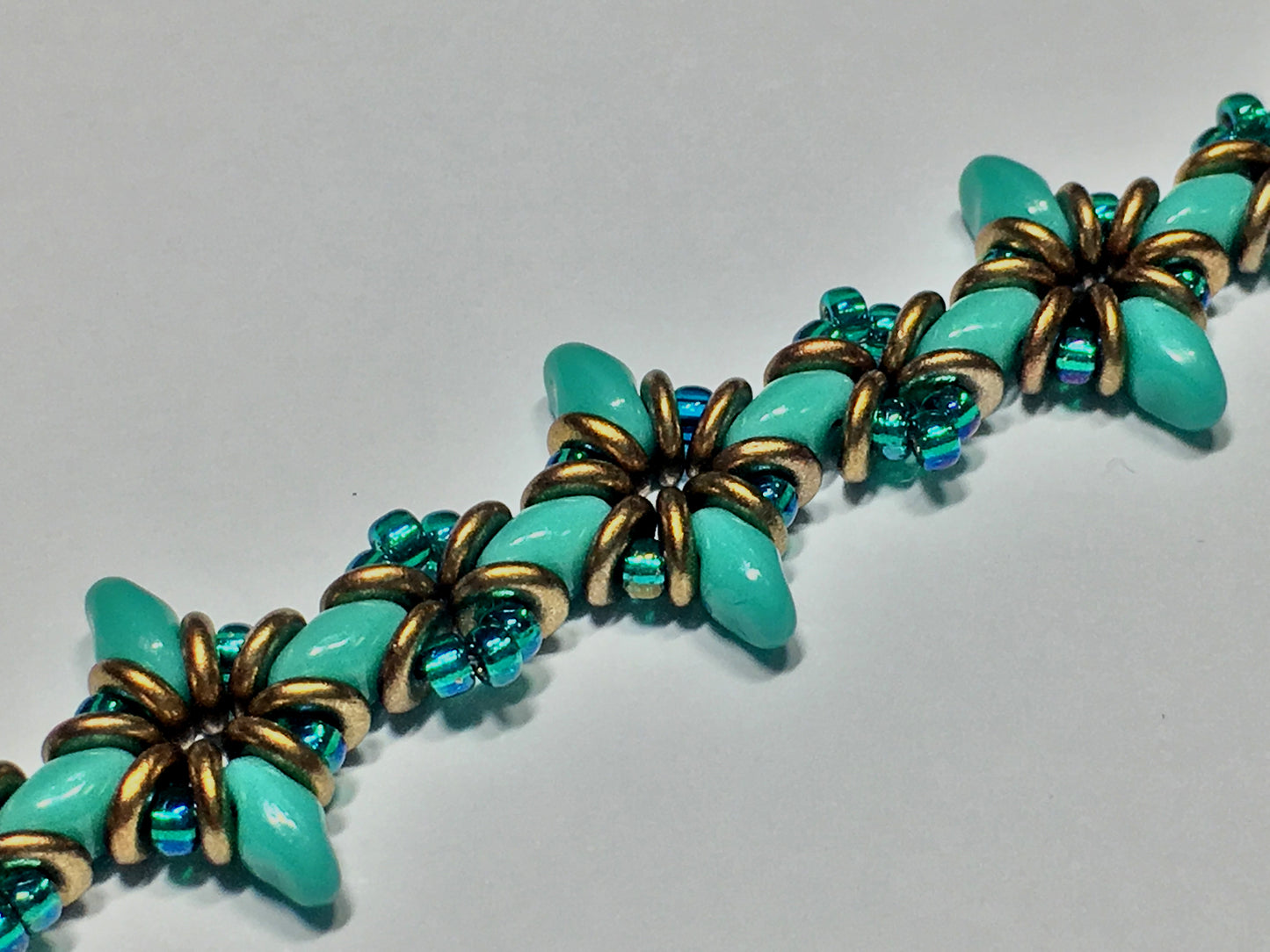 Bead Kit to Make "Oh, My Stars! Bracelet" Turquoise Green / Emerald / Bronze with Free Tutorial starting at $9.99