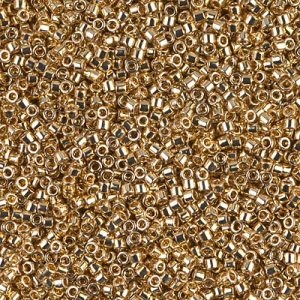 Miyuki Delica DB34 / DB034 / DB0034  11/0 Metallic 24K Light Gold Plated Cylinder/Tube Beads - 5 or 10 gm