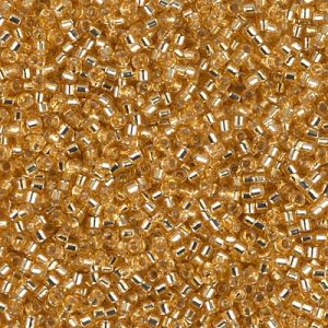 Miyuki Delica DB42 / DB042 / DB0042 Silver Lined Transparent Gold Cylinder/Tube Beads - 5 or 10 gm