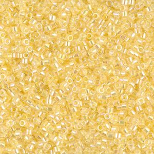 Miyuki Delica DB53 / DB053 11/0 Perles de cylindre/tube AB doublées de cristal jaune pâle, 5 ou 10 g