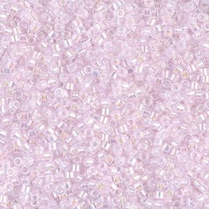 Miyuki Delica DB55 / DB055  11/0 Pale Pink Lined Crystal AB Cylinder/Tube Beads, 5 or 10 gm