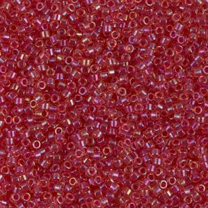 Miyuki Delica DB62 / DB062  11/0 Light Cranberry Lined Crystal AB Cylinder/Tube Beads, 5 or 10 gm