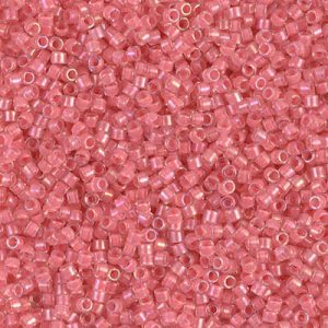 Miyuki Delica DB70 / DB070 11/0 Rose Pink Lined Crystal AB Cylinder/Tube Beads, 5 or 10 gm