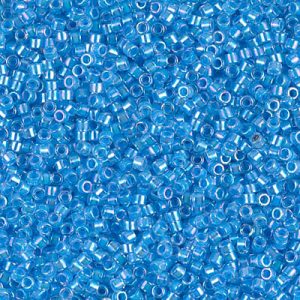 Miyuki Delica DB76 / DB076  11/0 Light Blue Lined Crystal AB Cylinder/Tube Beads, 5 or 10 gm
