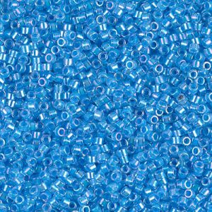 Miyuki Delica DB76 / DB076 11/0 Perles de cylindre/tube AB doublées de cristal bleu clair, 5 ou 10 g