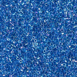 Miyuki Delica DB77 / DB077  11/0 Blue Lined Crystal AB Cylinder/Tube Beads, 5 or 10 gm