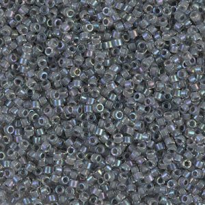 Miyuki Delica DB81 / DB081  11/0 Dark Gray Lined Crystal AB Cylinder/Tube Beads, 5 or 10 gm