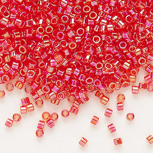 Miyuki Delica DB172 / DB0172 11/0 Transparent Red/Orange AB Cylinder/Tube Beads, 5 or 10 gm