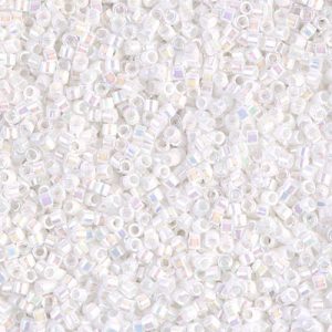 Miyuki Delica DB202 / DB0202  11/0 Opaque White Pearl AB Cylinder/Tube Beads, 5 or 10 gm