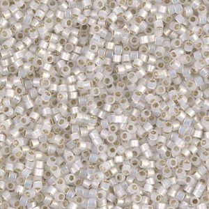 Miyuki Delica DB221 / DB0221  11/0 Silver Lined Alabaster White Cylinder/Tube Beads, 5 or 10 gm