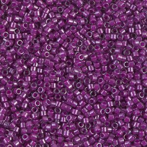 Miyuki Delica DB281 / DB0281 11/0 Perles de cylindre/tube de lustre magenta doublées bleu pâle, 5 ou 10 g