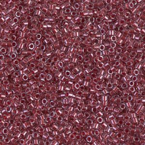 Miyuki Delica DB924 / DB0924  11/0 Dyed Sparkling Cranberry Lined Crystal Cylinder/Tube Beads, 5 or 10 gm