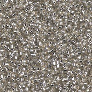 Miyuki Delica DB1211 11/0 Perles cylindriques/tubes de brume grise doublées d'argent, 5 ou 10 g