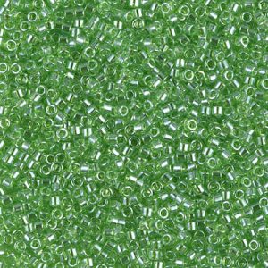 Miyuki Delica DB1226   11/0 Transparent Lime Green Luster Cylinder/Tube Beads, 5 or 10 gm