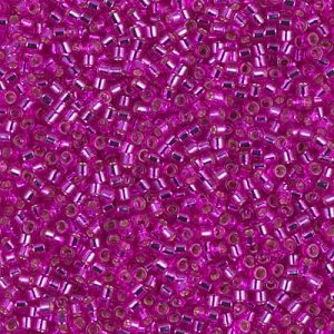 Miyuki Delica DB1340  11/0 Silver Lined Dyed Bright Fuchsia Cylinder/Tube Beads, 5 or 10 gm