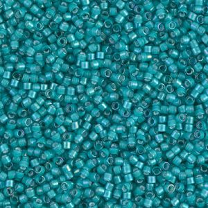 Miyuki Delica DB1782 White Lined Teal Luster Cylinder/Tube Beads, 5 or 10 gm