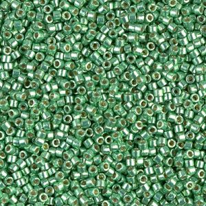 Miyuki Delica DB1844   11/0 Duracoat Galvanized Outside Dyed Dark Mint Green Cylinder/Tube Beads - 5 or 10 gm