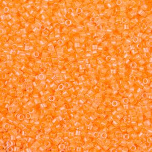 Miyuki Delica DB2033 11/0 Luminous Creamsicle Orange Lined Crystal Cylinder/Tube Beads, 5 or 10 gm