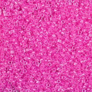 Miyuki Delica DB2037  11/0 Luminous Hot Magenta Lined Crystal Cylinder/Tube Beads, 5 or 10 gm