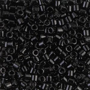Miyuki Delica DBL10 / DBL010  8/0 Black Cylinder/Tube Seed Beads, 5 or 10 gm