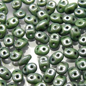 Matubo Superduo 2.5 x 5 mm 03000-14459  Chalk Green Luster Beads - 5 or 10 gm