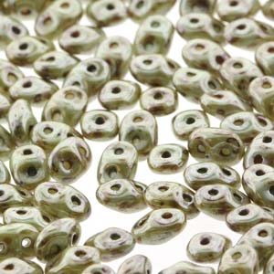 Matubo Superduo 2.5 x 5 mm 03000-65455  Chalk Lazure Green Beads - 5 or 10 gm