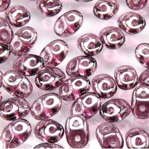 Matubo Superduo 2.5 x 5 mm 20060-14400  Amethyst White Luster Beads - 5 or 10 gm
