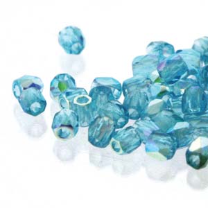 Czech Fire Polish FPR0260020-28701 True 2 mm Aqua AB Crystal Beads - 600 Beads