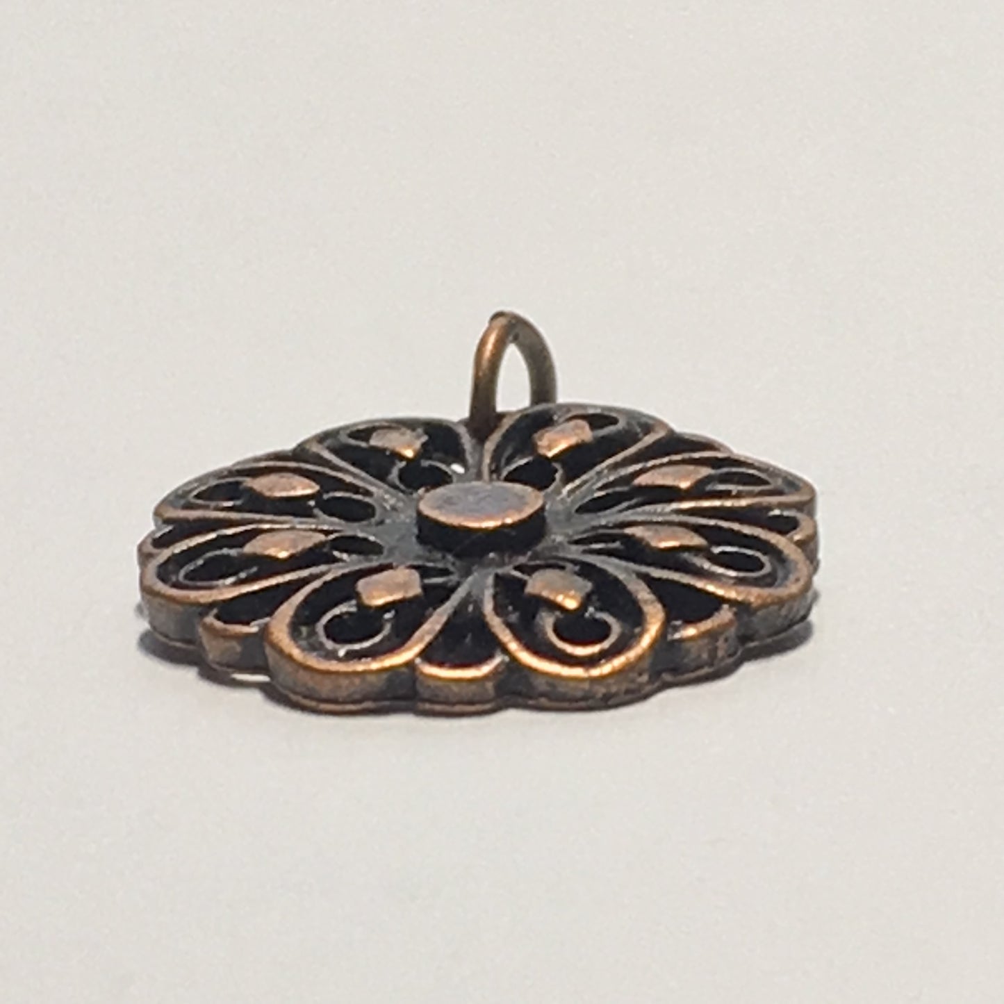 Antique Copper Flower Charm, 14 mm