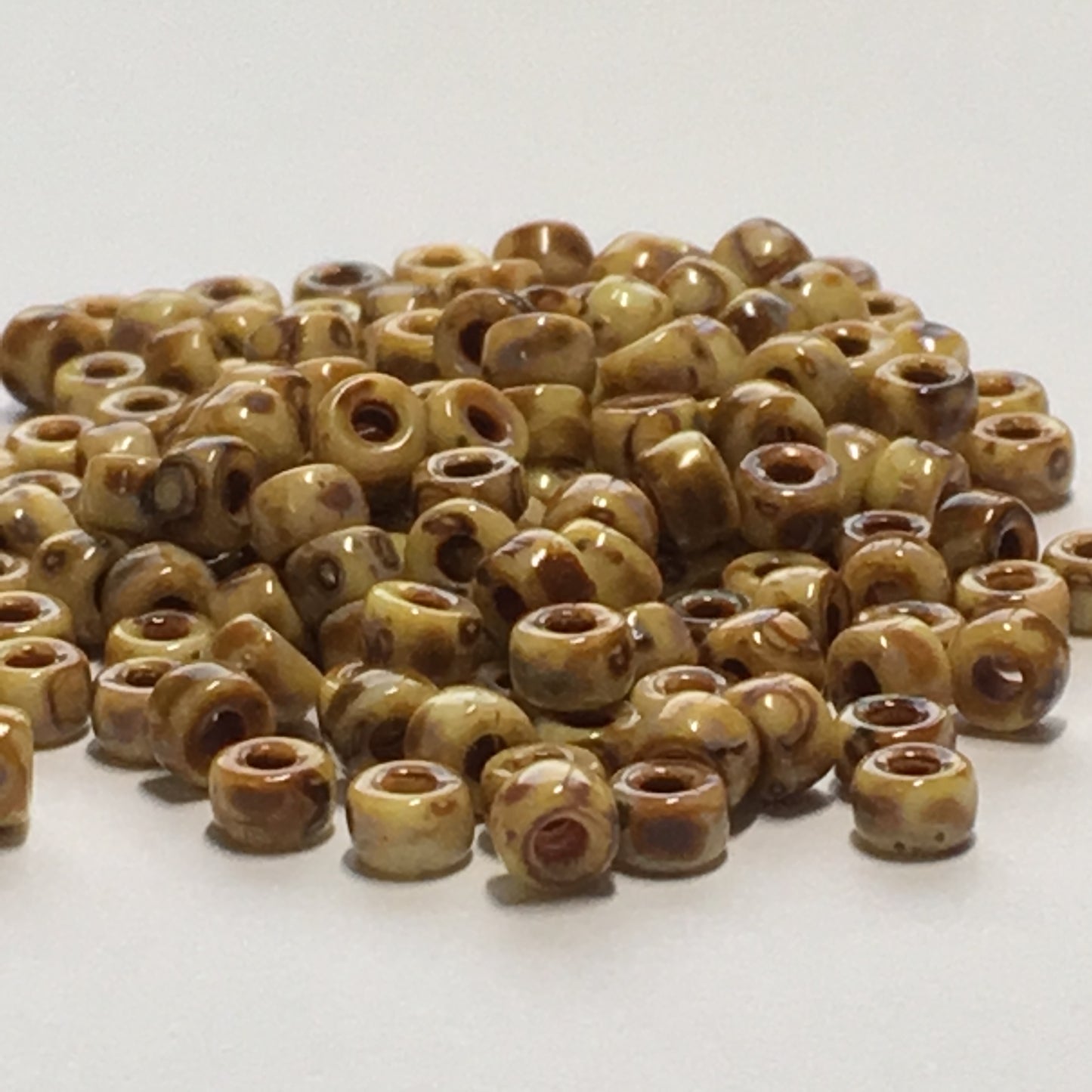 Matubo 03000-86805  - 8/0 Chalk Travertine Dark Seed Beads, 5 or 10 gm