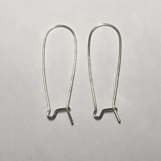 21-Gauge 35 mm Sterling Silver Kidney Ear Wires - 1 Pair