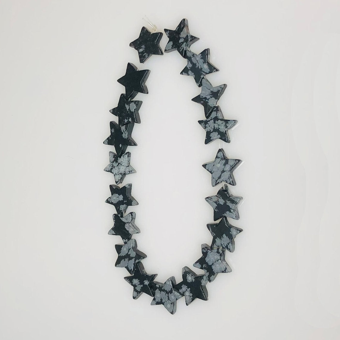 Snowflake Obsidian Semi-Precious Stone Star Beads, 12 mm - 19 Beads
