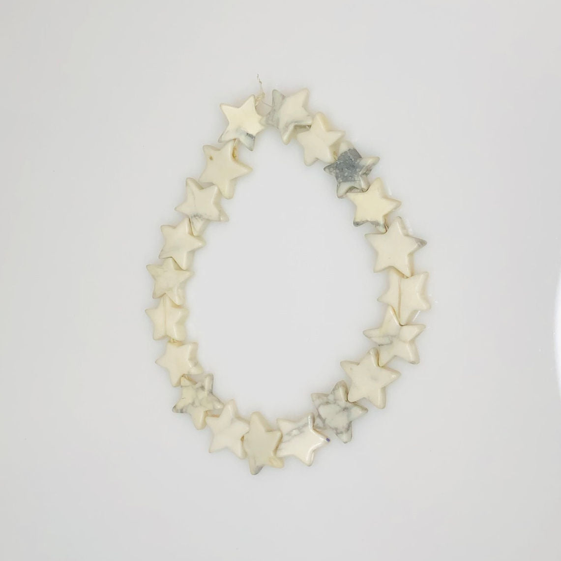 Howlite Semi-Precious Stone Star Beads, 12 mm - 20 Beads