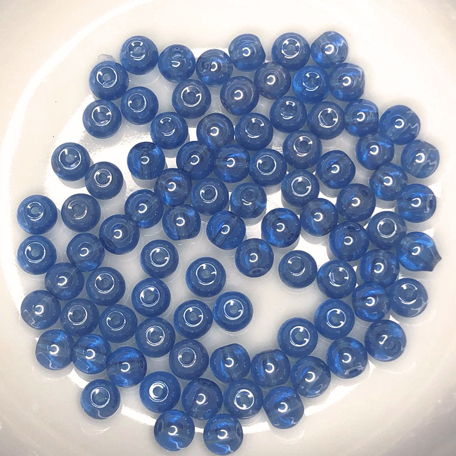 Transparent Blue Luster Round Glass Beads, 6 mm - 20 or 25 Beads