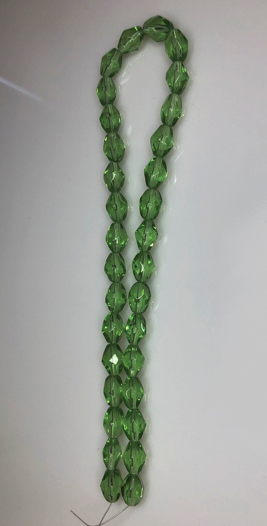 Transparent Green Faceted Oval Glass Beads, 11 x 8 mm - 32 Beads