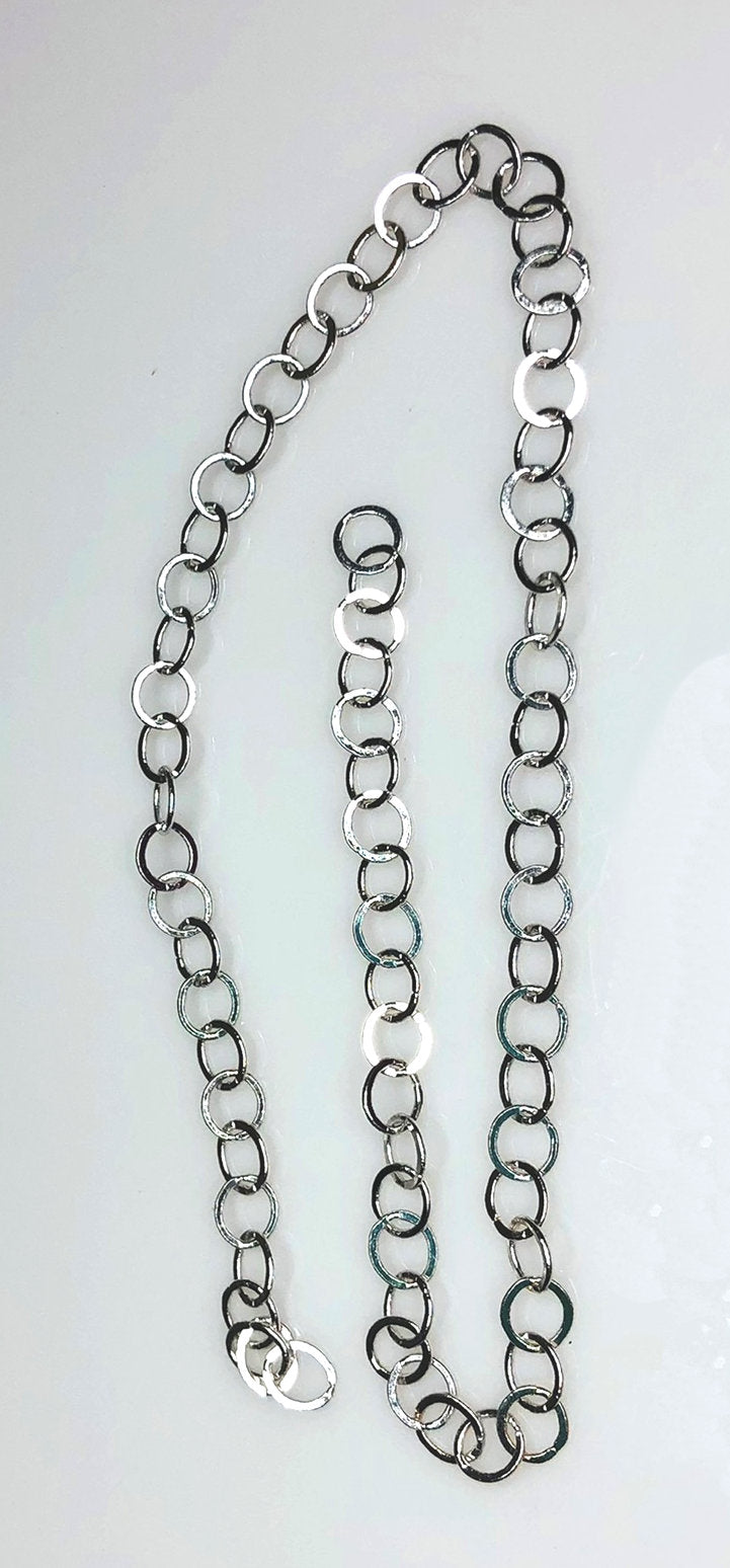 Silver Plated 3.4 mm Flat Circle Chain for Jewelry Making - 12 Inches