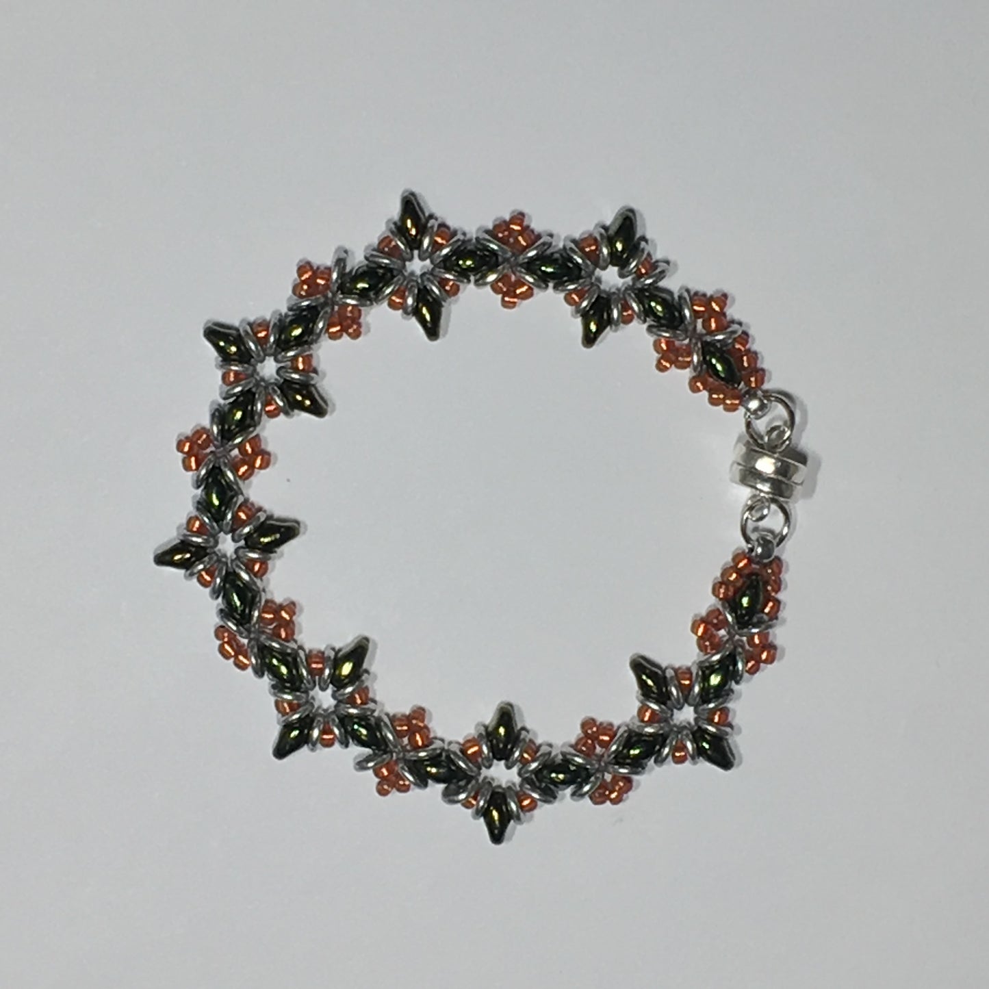 Bead Kit to Make "Oh, My Stars! Bracelet" Jet Red Luster / Copper / Silver with Free Tutorial starting at $9.99