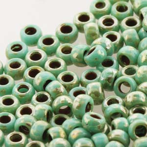 Matubo 63130-43400  - 8/0 Turquoise Green Picasso Seed Beads - 5 gm