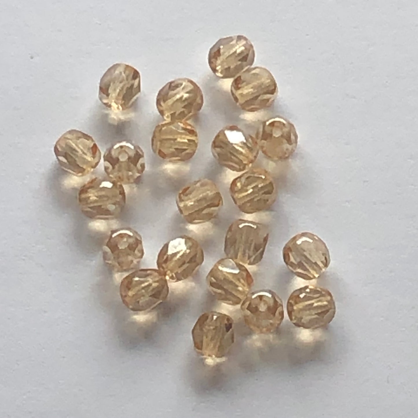 Czech Fire Polished Crystal Champagne Faceted Round Beads, 4 mm - 15 or 25 Beads